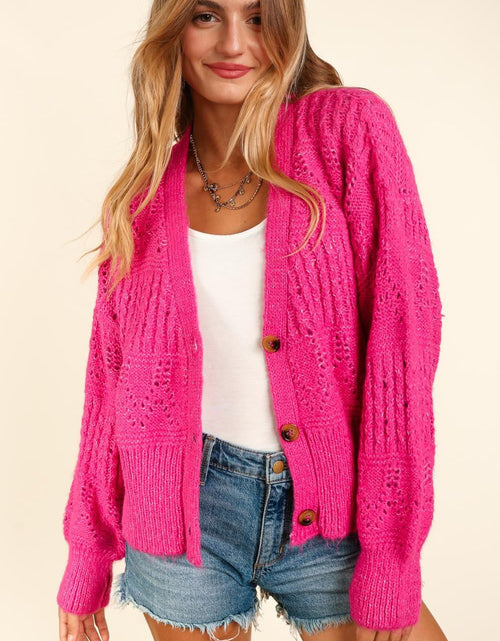 Load image into Gallery viewer, Haptics Full Size Button Down Crop Long Sleeve Cardigan

