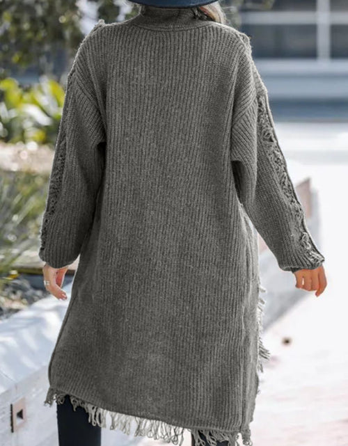 Load image into Gallery viewer, Fringe Open Front Long Sleeve Cardigan
