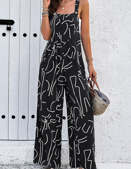 Load image into Gallery viewer, Devine Printed Wide Strap Jumpsuit with Pockets
