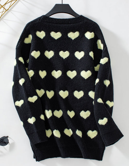 Load image into Gallery viewer, Heart V-Neck Button Up Long Sleeve Cardigan
