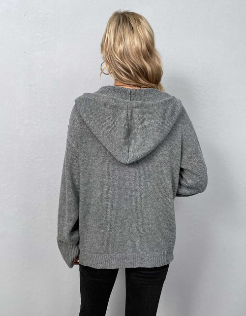 Load image into Gallery viewer, Button-Down Long Sleeve Hooded Sweater
