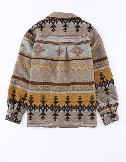 Load image into Gallery viewer, Pocketed Geometric Collared Neck Jacket
