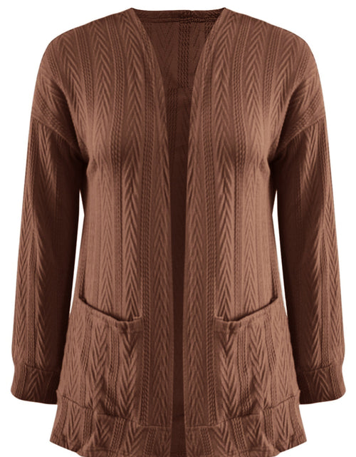 Load image into Gallery viewer, Full Size Textured Open Front Long Sleeve Cardigan
