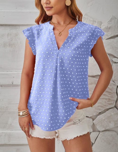 Load image into Gallery viewer, Swiss Dot Ruffled Cap Sleeve T-Shirt
