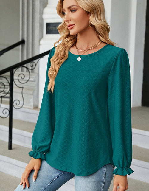 Load image into Gallery viewer, Round Neck Flounce Sleeve T-Shirt
