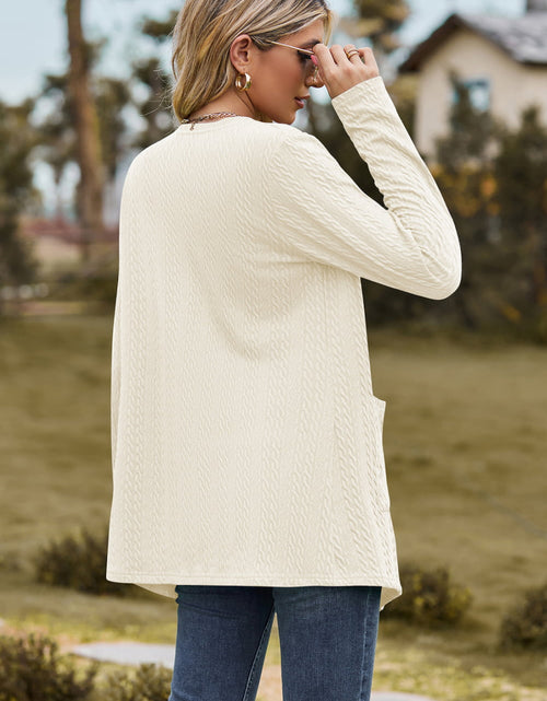 Load image into Gallery viewer, Cable-Knit Long Sleeve Cardigan with Pocket
