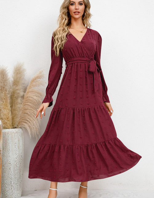Load image into Gallery viewer, Swiss Dot Tied Surplice Flounce Sleeve Dress
