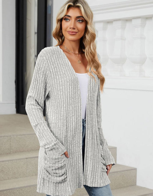 Load image into Gallery viewer, Pocketed Open Front Long Sleeve Cardigan
