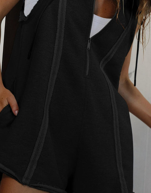 Load image into Gallery viewer, Half Zipped Hooded Sleeveless Romper
