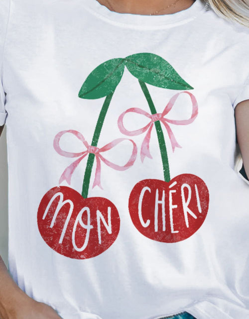 Load image into Gallery viewer, Cherry Round Neck Short Sleeve T-Shirt
