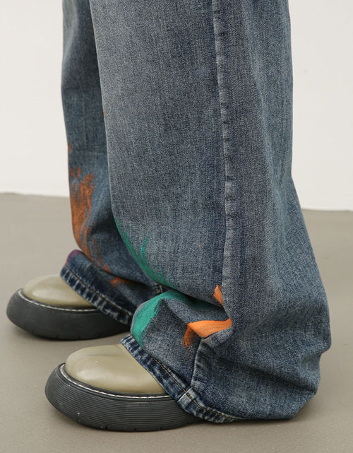 Load image into Gallery viewer, Men's Splash Print Wide Leg Jeans
