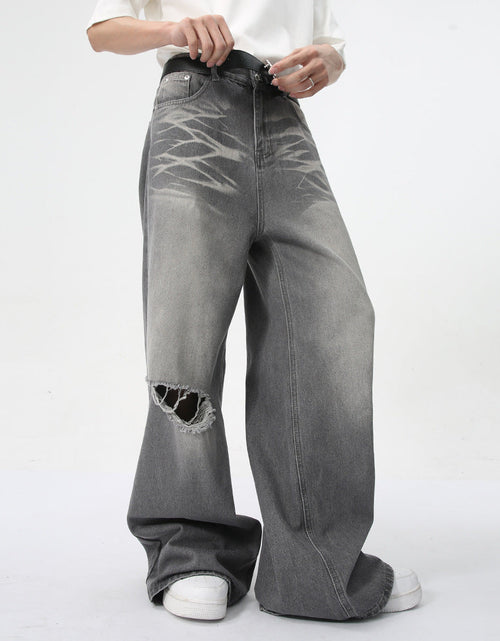 Load image into Gallery viewer, Distressed Wide Leg Jeans with Pockets
