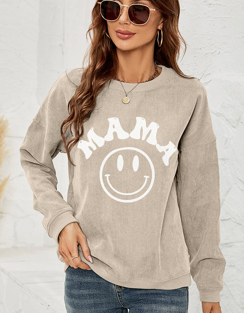 Load image into Gallery viewer, Round Neck Long Sleeve MAMA Graphic Sweatshirt
