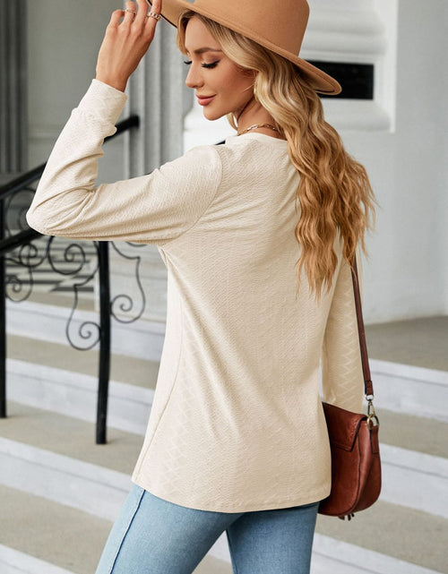 Load image into Gallery viewer, Notched Neck Long Sleeve Buttoned Blouse
