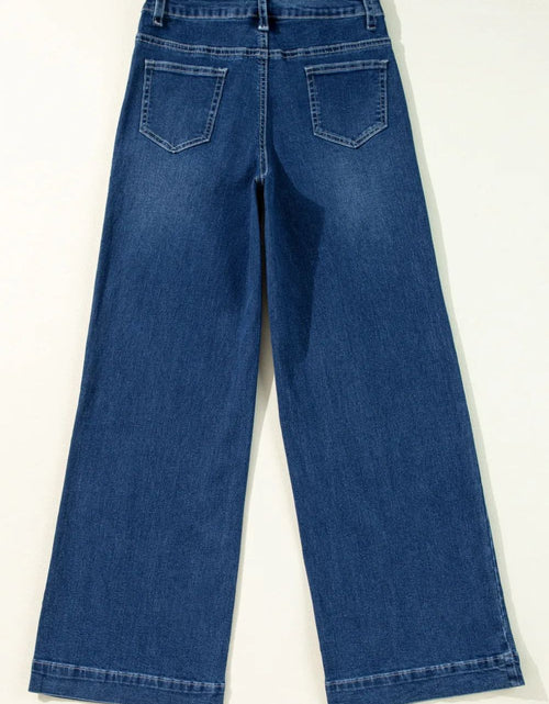 Load image into Gallery viewer, Front Pocket Patch High Waisted Wide Leg Jeans

