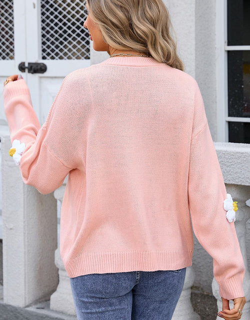 Load image into Gallery viewer, Angel Wings Crochet Flower Button Up Cardigan
