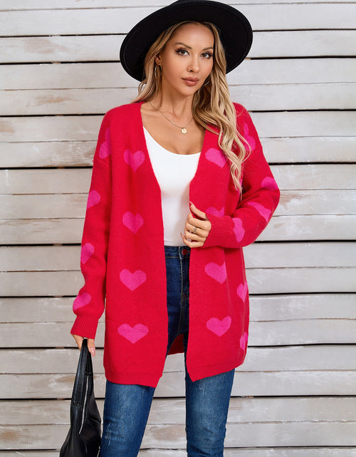 Load image into Gallery viewer, Angel Wings Heart Open Front Long Sleeve Cardigan
