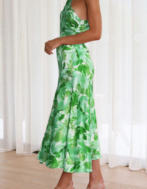 Load image into Gallery viewer, Ruched Printed Single Shoulder Midi Dress
