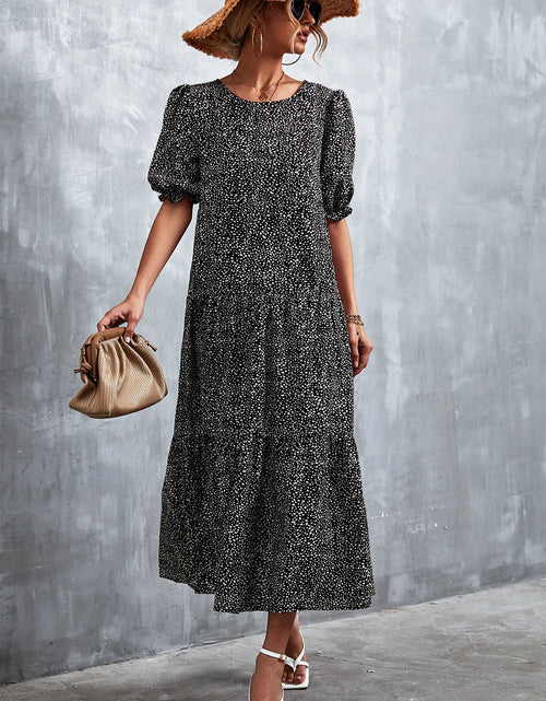 Load image into Gallery viewer, Printed Flounce Sleeve Tiered Dress
