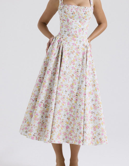 Load image into Gallery viewer, Floral Square Neck Wide Strap Midi Dress
