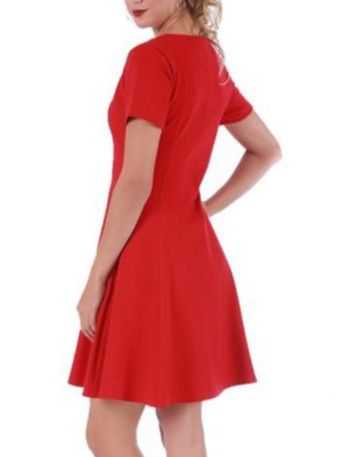 Load image into Gallery viewer, InstantFigure Short V-neck Panel dress w/flared skirt 16808M by InstantFigure INC
