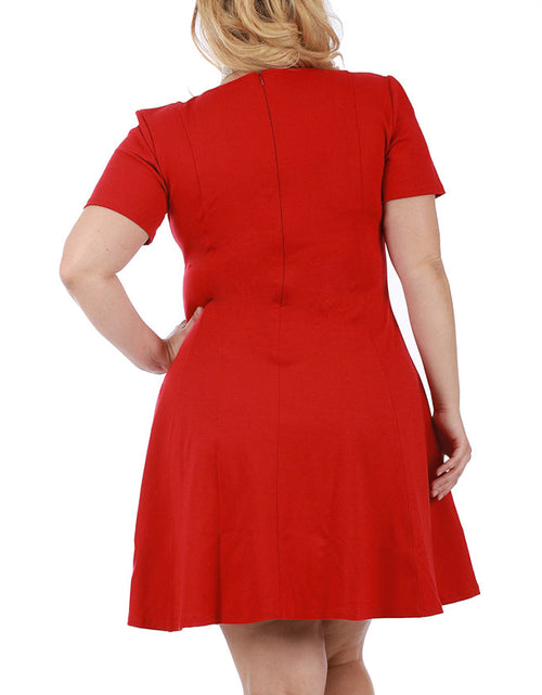 Load image into Gallery viewer, InstantFigure Curvy Short V-neck Panel dress w/flared skirt 16808MC by InstantFigure INC
