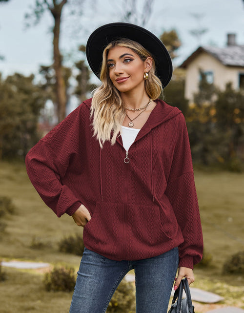 Load image into Gallery viewer, Zip Up Drawstring Long Sleeve Hooded Jacket
