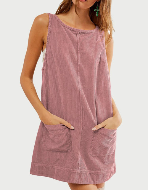 Load image into Gallery viewer, Mandy Round Neck Wide Strap Mini Dress with Pockets
