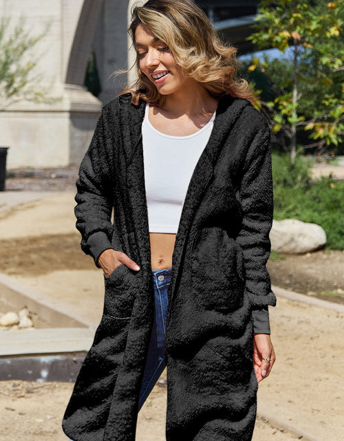 Load image into Gallery viewer, Double Take Full Size Hooded Teddy Bear Jacket with Thumbholes
