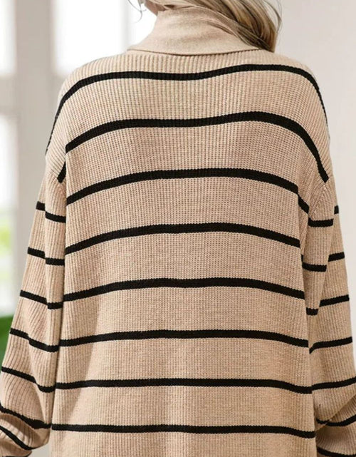 Load image into Gallery viewer, Striped Open Front Long Sleeve Cardigan
