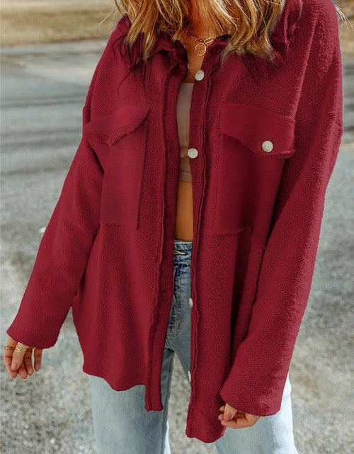 Load image into Gallery viewer, Pocketed Button Up Droppped Shoulder Jacket
