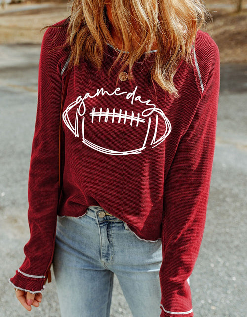 Load image into Gallery viewer, Football Round Neck Long Sleeve Sweatshirt

