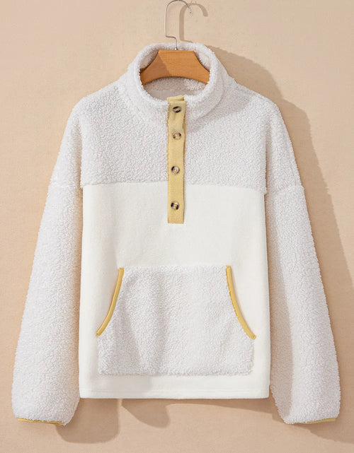 Load image into Gallery viewer, Mock Neck Long Sleeve Sherpa Sweatshirt
