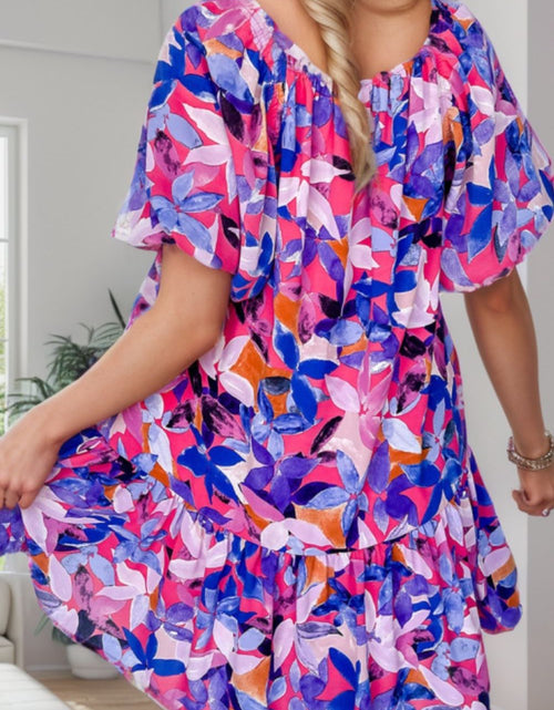 Load image into Gallery viewer, Printed Square Neck Short Sleeve Mini Dress
