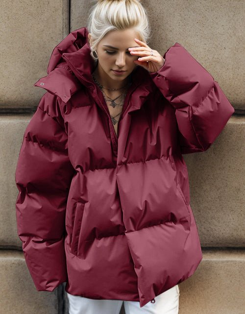 Load image into Gallery viewer, Pocketed Zip Up Hooded Puffer Jacket
