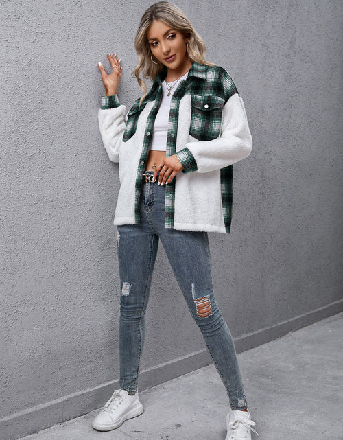 Load image into Gallery viewer, Ivy Lane Plaid Collared Neck Button Down Jacket
