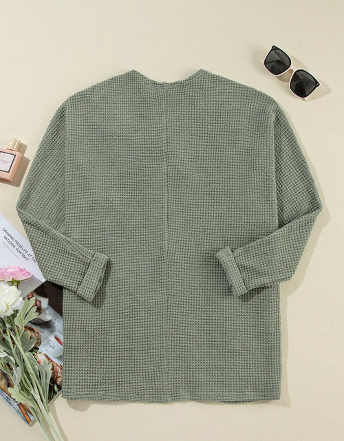 Load image into Gallery viewer, Waffle-Knit Open Front Long Sleeve Cover Up
