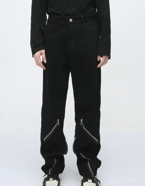 Load image into Gallery viewer, Men's Zip Decor Straight Leg Jeans

