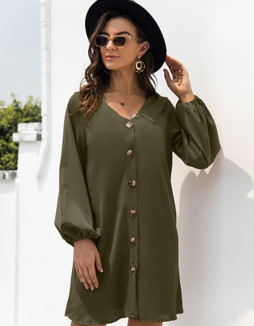 Load image into Gallery viewer, V-Neck Long Sleeve Mini Dress
