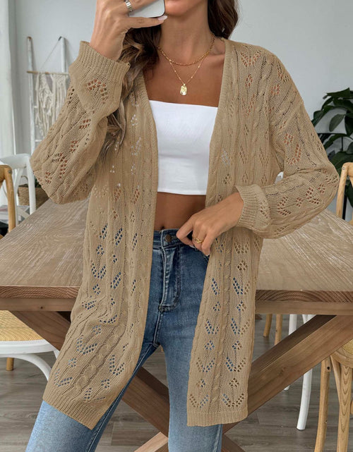 Load image into Gallery viewer, Openwork Open Front Long Sleeve Cardigan
