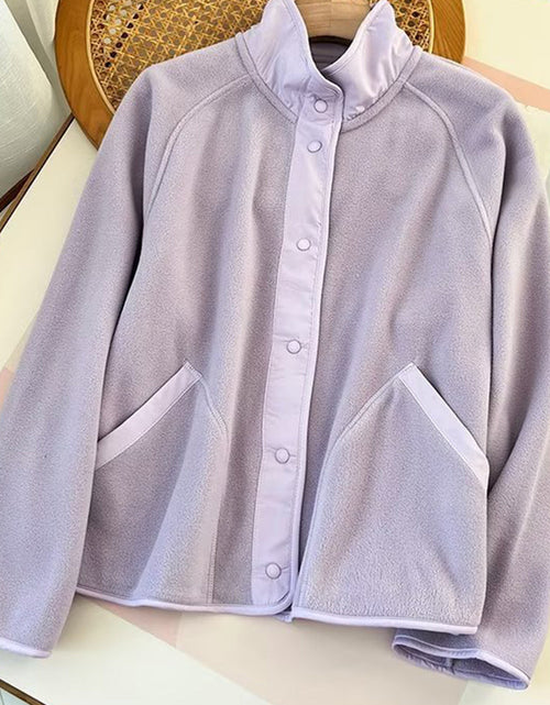 Load image into Gallery viewer, Double Take Snap Down Contrast Fleece Jacket with Pockets
