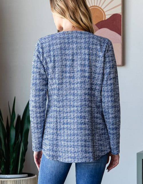 Load image into Gallery viewer, Heimish Full Size Houndstooth Tweed Open Front Blazer
