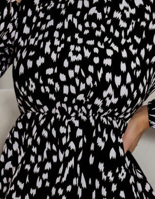 Load image into Gallery viewer, Honey Printed Frill Neck Long Sleeve Dress
