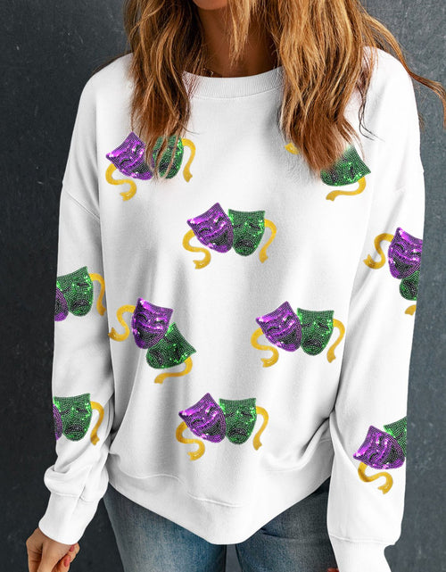 Load image into Gallery viewer, Sequin Round Neck Long Sleeve Sweatshirt
