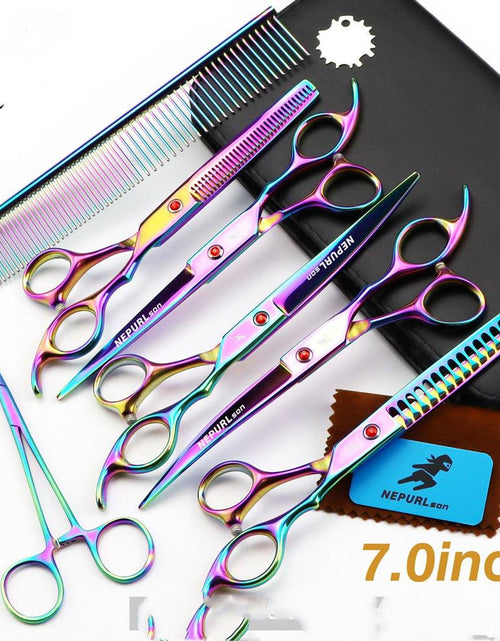Load image into Gallery viewer, Electroplating Color 5 Pack Pet Grooming Scissors by Dog Hugs Cat
