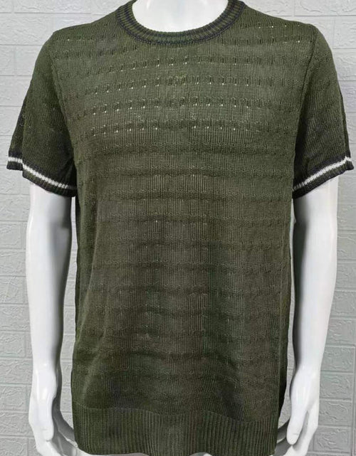 Load image into Gallery viewer, Men's Plus Size Texture Round Neck Contrast Trim T-Shirt
