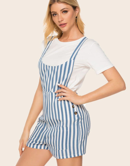 Load image into Gallery viewer, Striped Scoop Neck Romper
