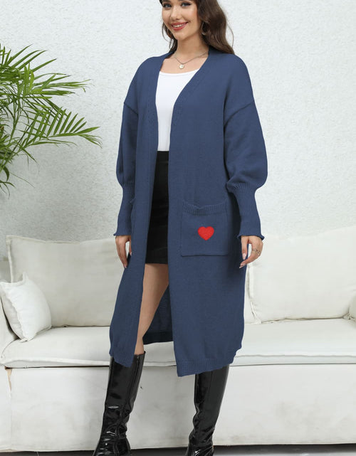 Load image into Gallery viewer, Lantern Sleeve Open Front Pocketed Cardigan
