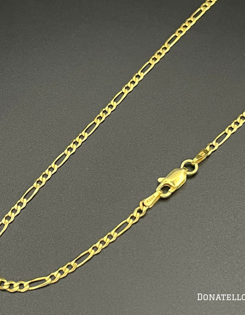 Load image into Gallery viewer, Sterling Silver 925 Figaro Link Chain 2.5MM, 16"-24", Figaro Chain Necklace, 14K Yellow Gold Plated Italian Made Sterling Silver 925 Unisex Chain by Donatello Gian
