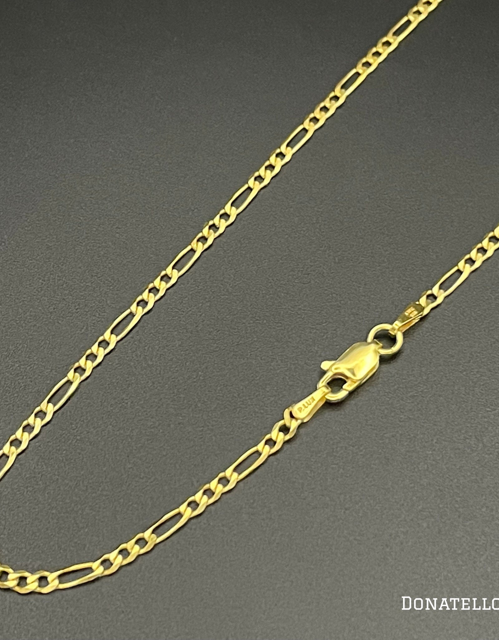 Sterling Silver 925 Figaro Link Chain 2.5MM, 16"-24", Figaro Chain Necklace, 14K Yellow Gold Plated Italian Made Sterling Silver 925 Unisex Chain by Donatello Gian